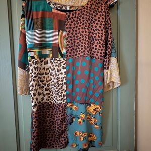 Uncle Frank Multicolor Patchwork Long Sleeve Dress